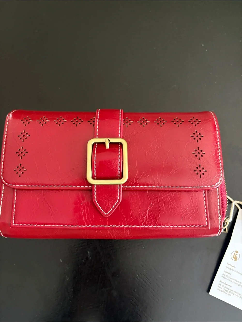 Red Women's Buckle Wallet Clutch